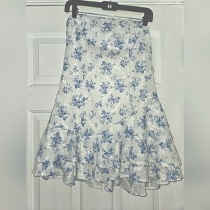 Cotton Candy Cream Ruffled Midi Skirt Trumpet Style